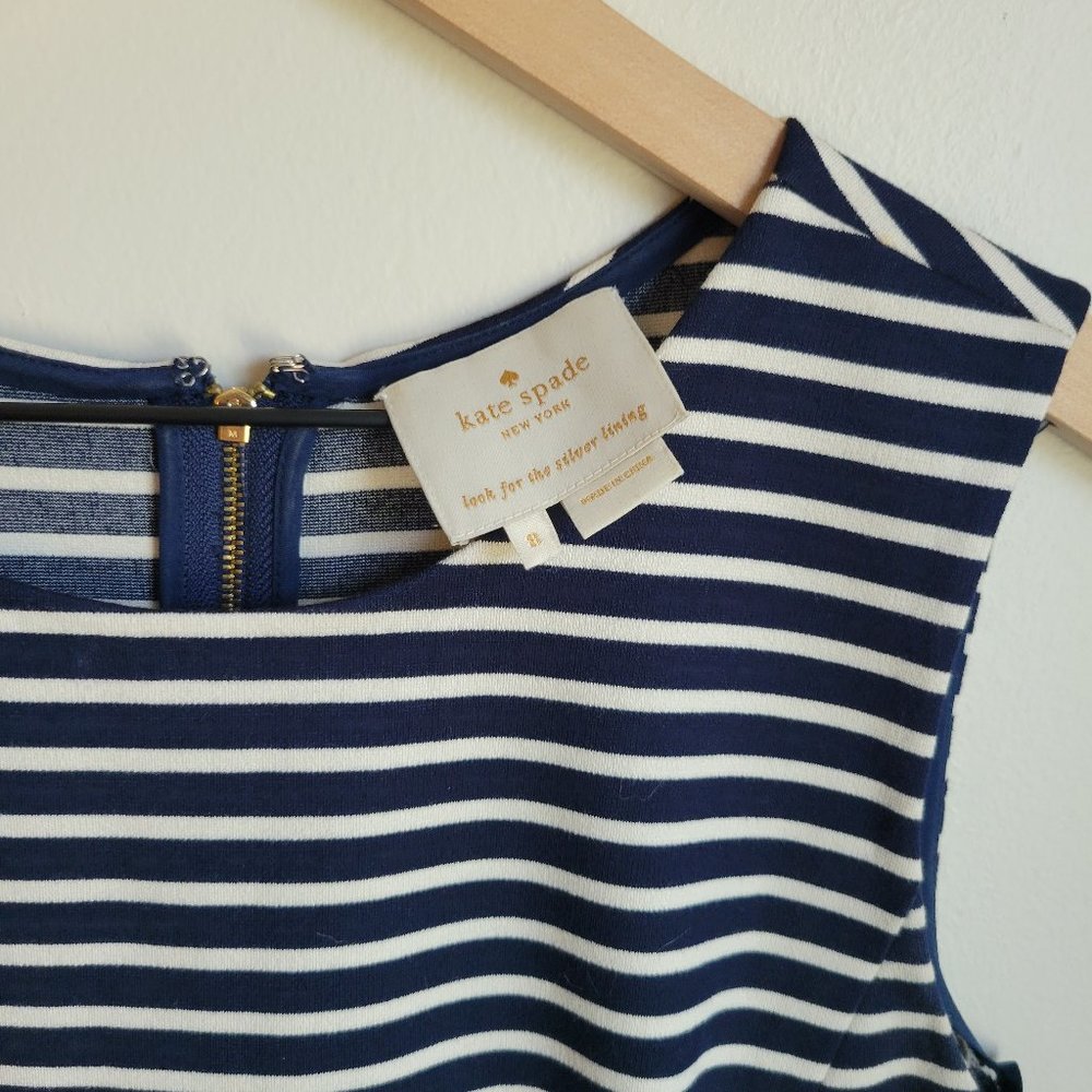 Kate Spade Fitted Bodice Navy White Striped Size 8